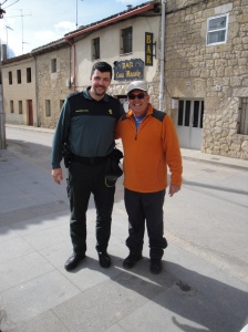 Joe with Carlos of the Guardia Civil in village of Hornillos