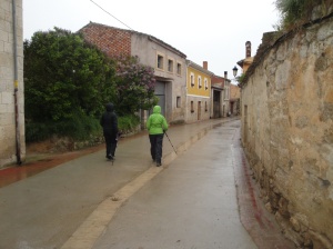 Leaving Hontanas Sunday morning in the cold rain.