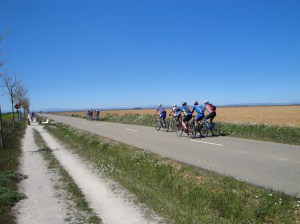 Pilgrims experiencing the Camino on bicycles,