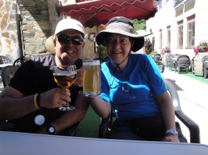 Joe and Heike enjoying a beer while Nancy and Andrea enjoying their Sangria.