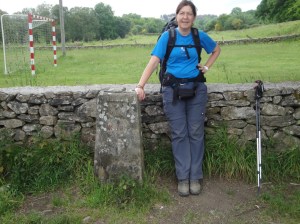 Heike at the 70 kilometer marker to Santiago.  That's like walking from Aachen to Koeln.
