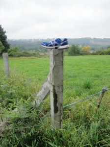 I saw this shoe this morning as we climbed out of the village of Arzua.
